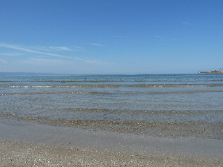 稲佐の浜は重機で清掃活動