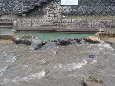 japan 島根県松江市玉湯町玉造 雨の日の玉造温泉街 6月